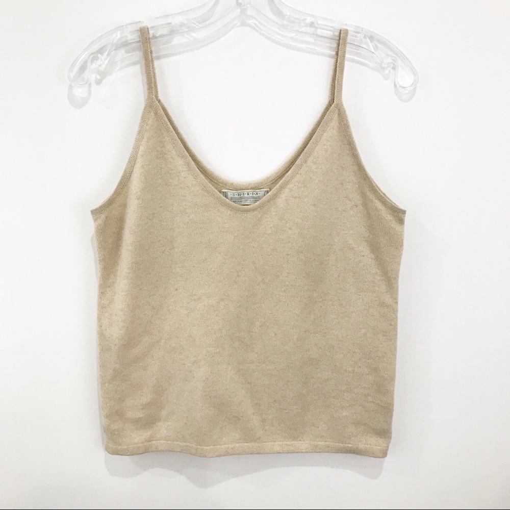 SHIRIN Camel 100% Cashmere Tank Top Medium